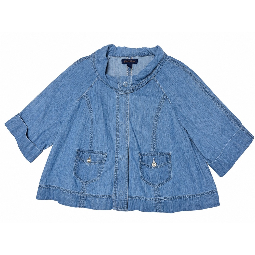 Vintage 2004 Jeanstar 1X Blue Chambray Swing Jacket Y2K Cotton Denim‎